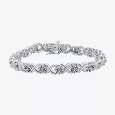Womens 1/8 CT. T.W. Natural White Diamond Sterling Silver 8 1/4 Inch Tennis Bracelet