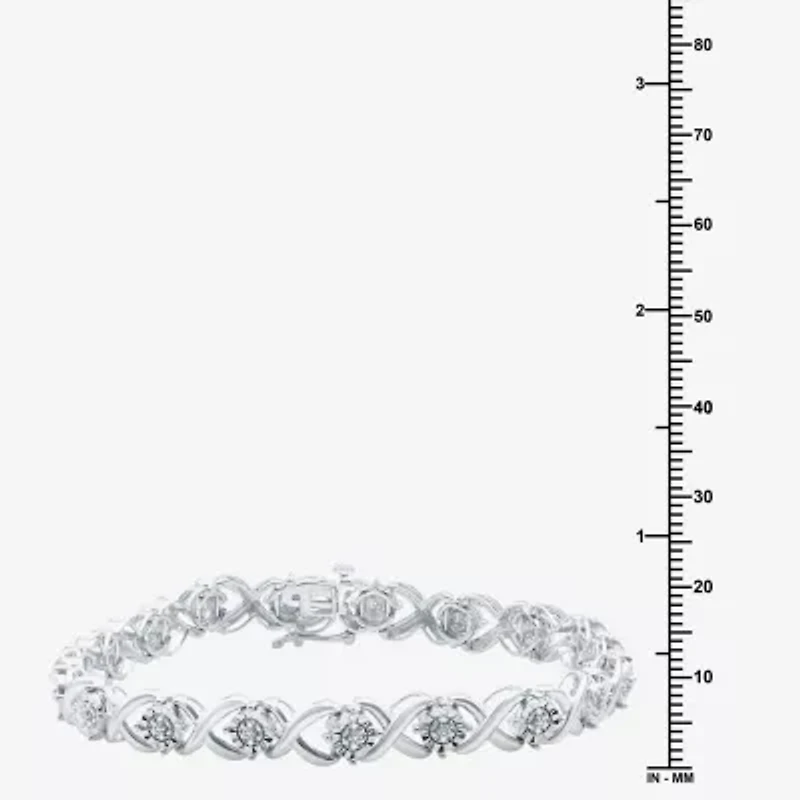Womens 1/8 CT. T.W. Natural White Diamond Sterling Silver 8 1/4 Inch Tennis Bracelet