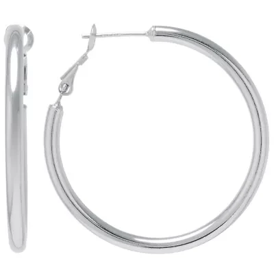 Silver Reflections Womens Hoop Earrings