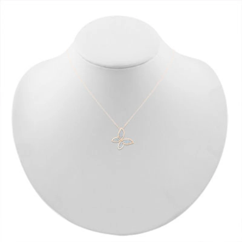 Womens 1/10 CT. T.W. Natural White Diamond 10K Gold Butterfly 18 Inch Pendant Necklace