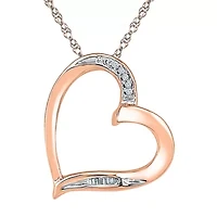 Womens Diamond Accent Natural White Diamond 10K Gold Heart 18 Inch Pendant Necklace