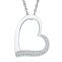 Womens Diamond Accent Natural White Diamond 10K Gold Heart 18 Inch Pendant Necklace