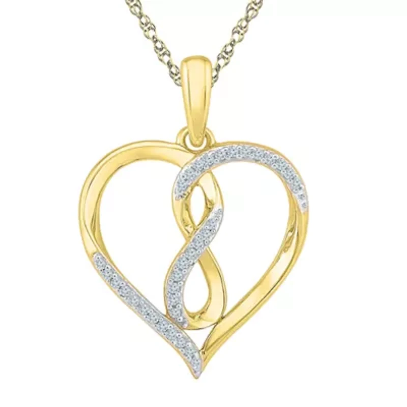 Womens CT. T.W. Natural White Diamond 10K Gold Heart 18 Inch Pendant Necklace