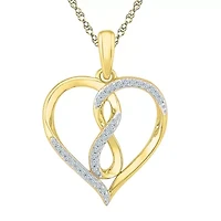 Womens CT. T.W. Natural White Diamond 10K Gold Heart 18 Inch Pendant Necklace