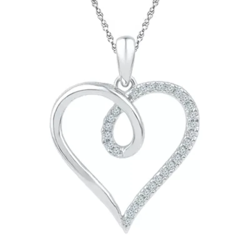 Womens 1/ CT. T.W. Natural White Diamond 10K Gold Heart 18 Inch Pendant Necklace