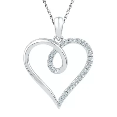 Womens 1/ CT. T.W. Natural White Diamond 10K Gold Heart 18 Inch Pendant Necklace