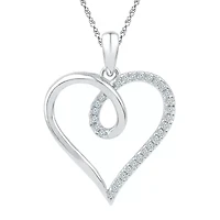 Womens 1/ CT. T.W. Natural White Diamond 10K Gold Heart 18 Inch Pendant Necklace
