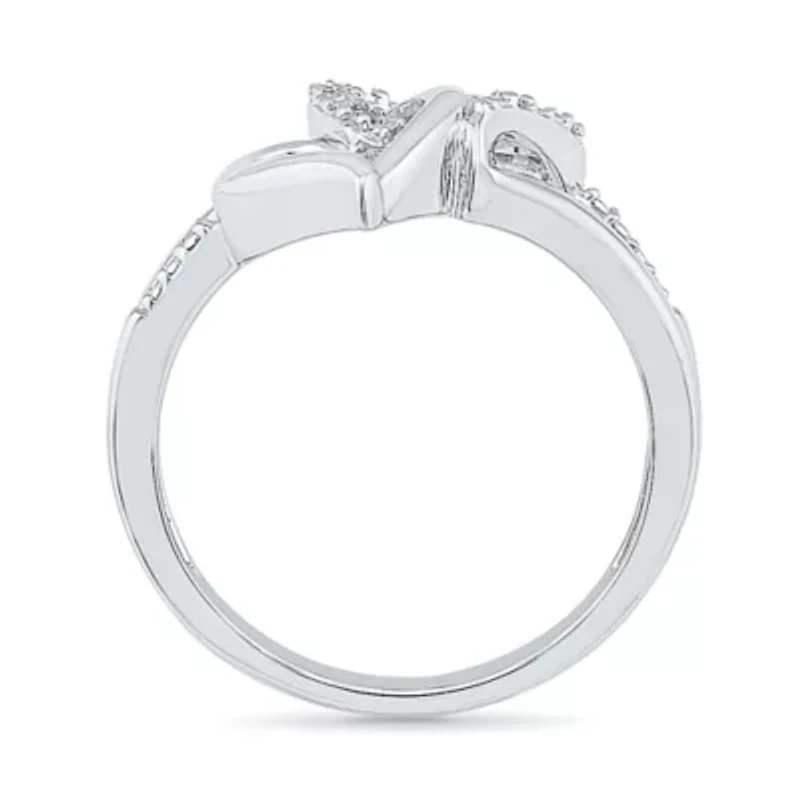 Womens Diamond Accent Natural White Sterling Silver Heart Cocktail Ring