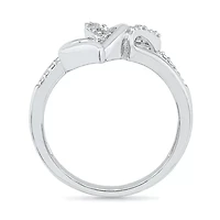 Womens Diamond Accent Natural White Sterling Silver Heart Cocktail Ring