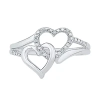 Womens Diamond Accent Natural White Sterling Silver Heart Cocktail Ring