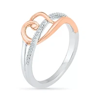 Womens Diamond Accent Natural White 10K Gold Over Silver Heart Cocktail Ring