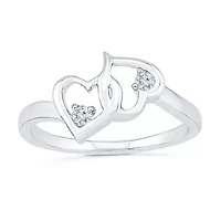 Womens Diamond Accent Natural Sterling Silver Heart Cocktail Ring