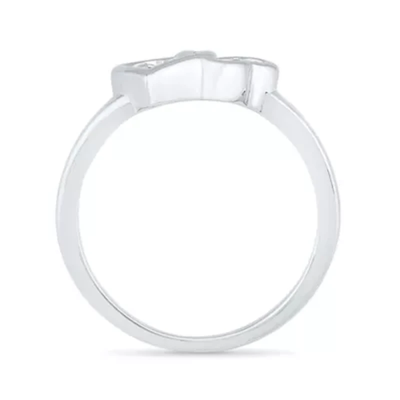Womens Diamond Accent Natural Sterling Silver Heart Cocktail Ring
