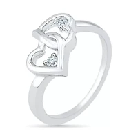 Womens Diamond Accent Natural Sterling Silver Heart Cocktail Ring