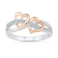 Womens 1/ CT. T.W. Natural White Diamond 10K Gold Over Silver Heart Cocktail Ring