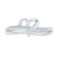 Womens Diamond Accent Natural White Sterling Silver Heart Cocktail Ring