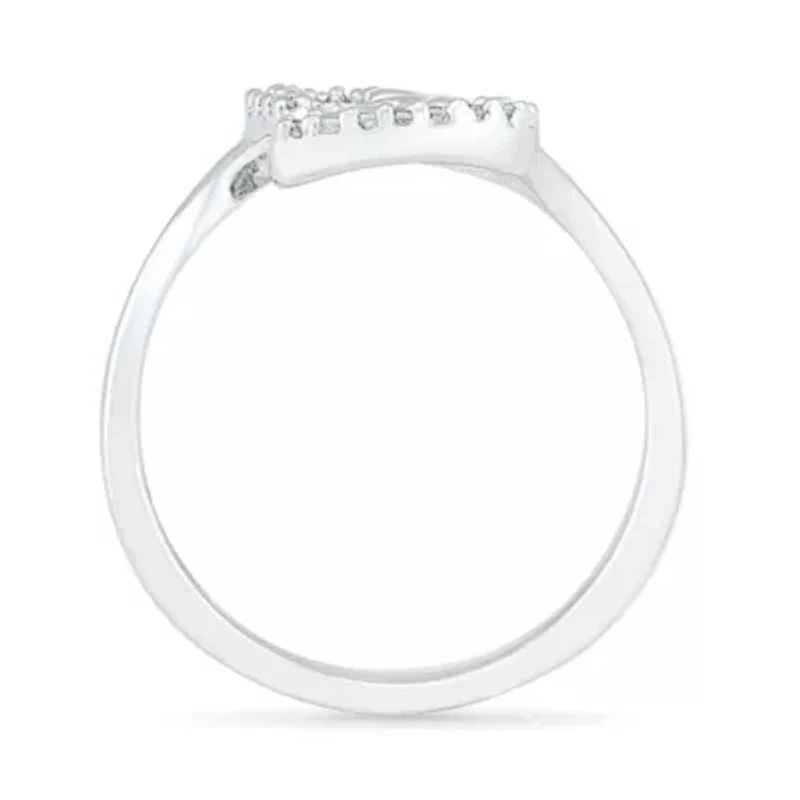 Womens Diamond Accent Natural White Sterling Silver Heart Cocktail Ring