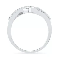 Womens 1/6 CT. T.W. Natural White Diamond Sterling Silver Heart Cocktail Ring