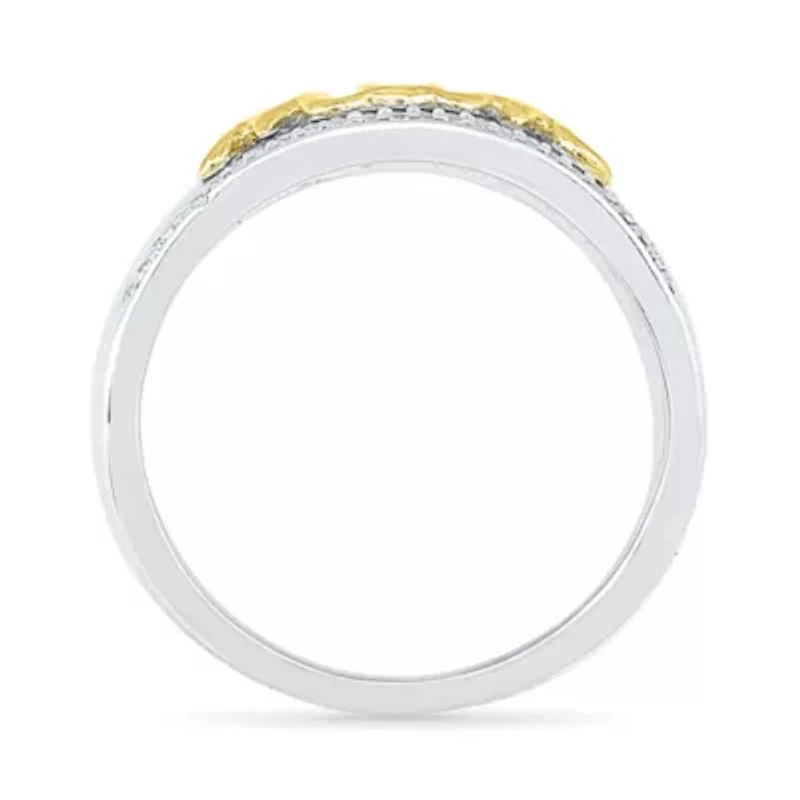 "Mom" Womens 2MM 1/6 CT. T.W. Natural White Diamond 10K Gold Over Silver Band