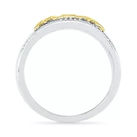 "Mom" Womens 2MM 1/6 CT. T.W. Natural White Diamond 10K Gold Over Silver Band