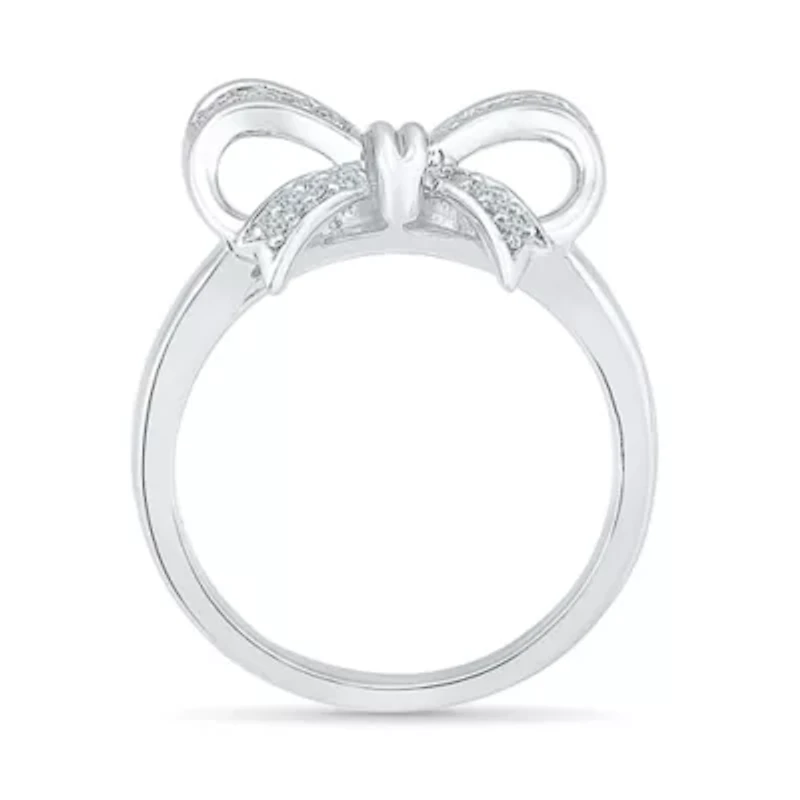 Womens 1/10 CT. T.W. Natural White Diamond Sterling Silver Cocktail Ring