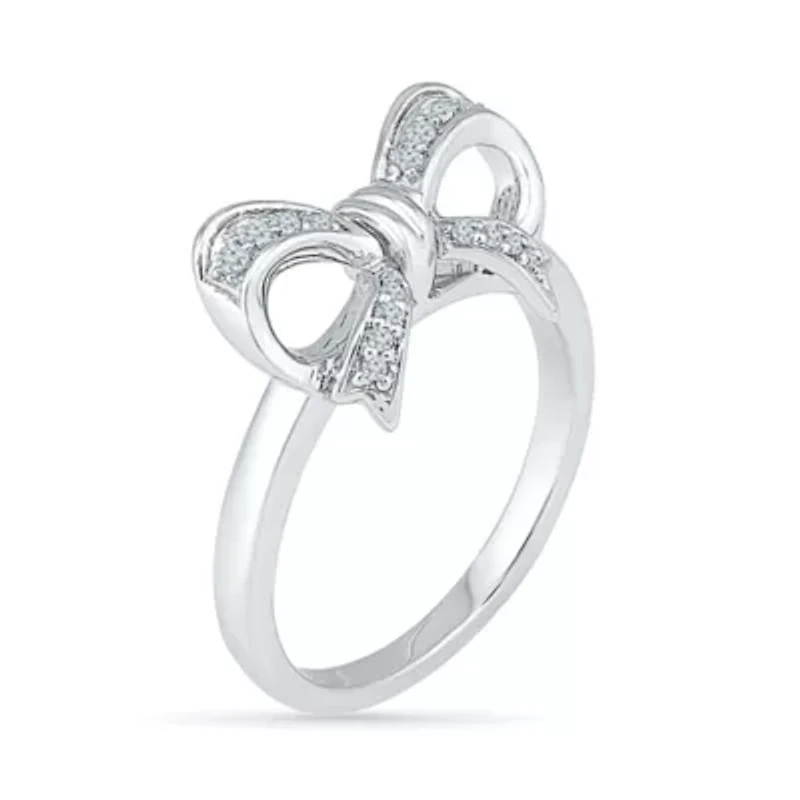 Womens 1/10 CT. T.W. Natural White Diamond Sterling Silver Cocktail Ring