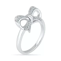 Womens 1/10 CT. T.W. Natural White Diamond Sterling Silver Cocktail Ring