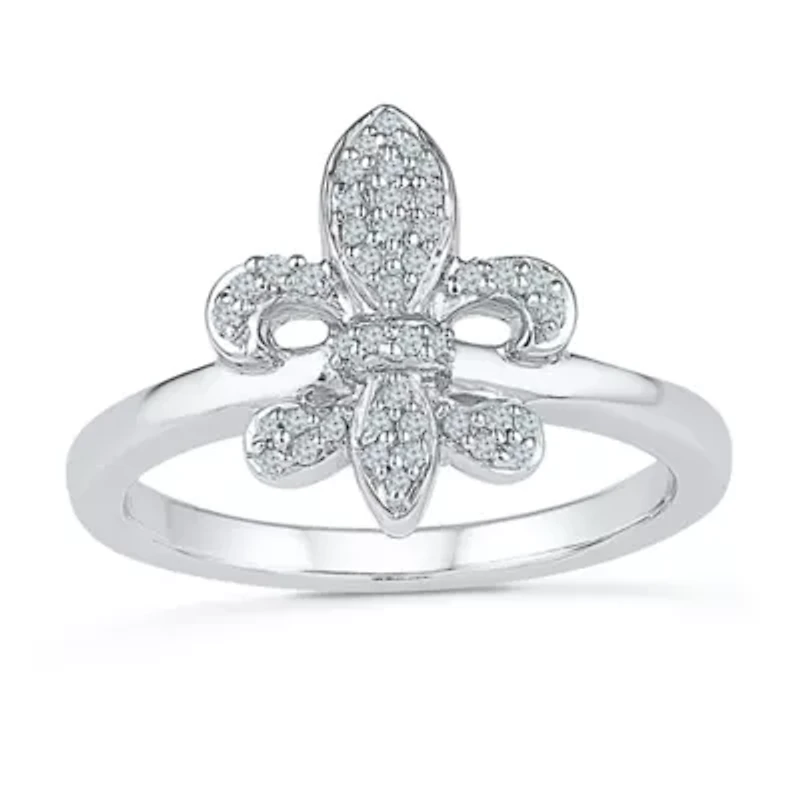 Womens 1/6 CT. T.W. Natural White Diamond Sterling Silver Cocktail Ring