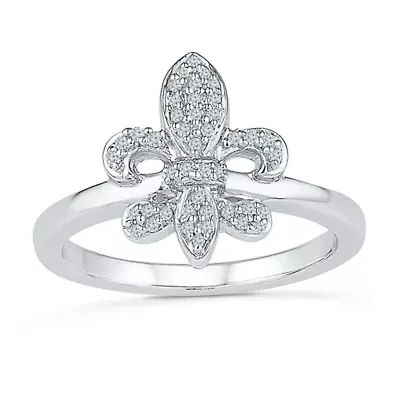 Womens 1/6 CT. T.W. Natural White Diamond Sterling Silver Cocktail Ring