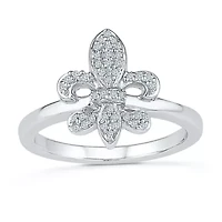 Womens 1/6 CT. T.W. Natural White Diamond Sterling Silver Cocktail Ring