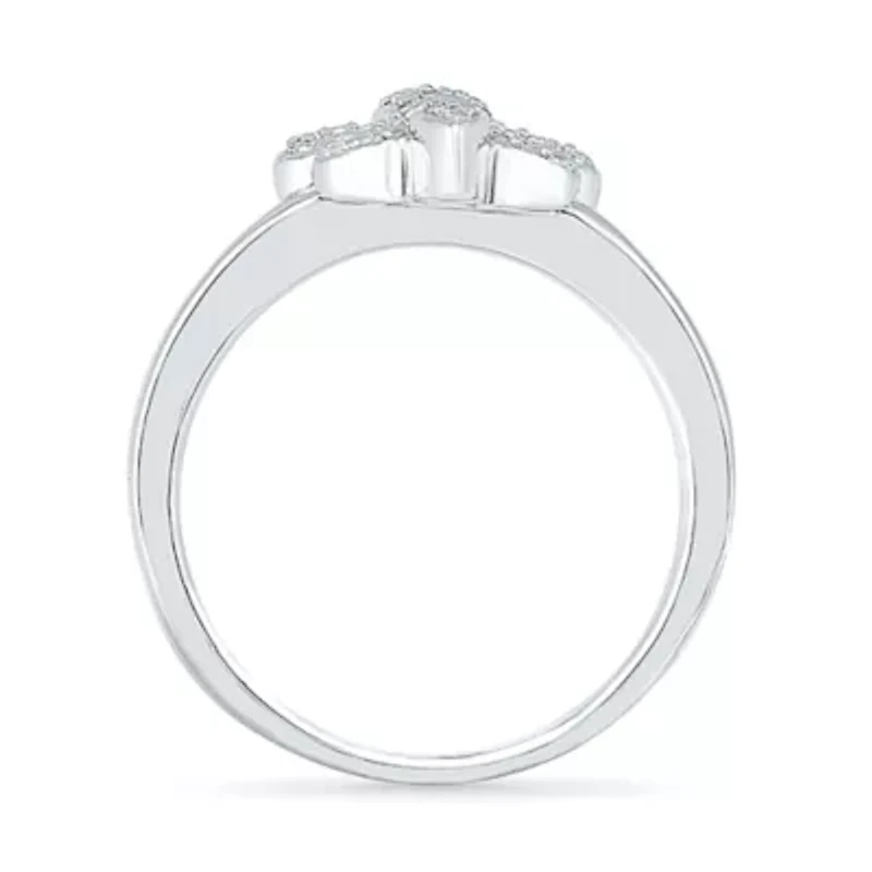 Womens 1/6 CT. T.W. Natural White Diamond Sterling Silver Cocktail Ring