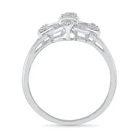 Womens 1/8 CT. T.W. Natural White Diamond Sterling Silver Fleur De Lis Cocktail Ring