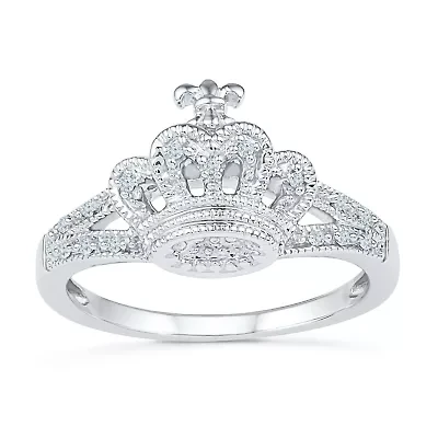 Womens Diamond Accent Natural White Sterling Silver Cocktail Ring