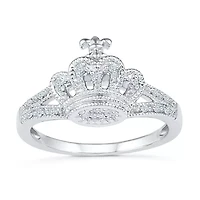Womens Diamond Accent Natural White Sterling Silver Cocktail Ring