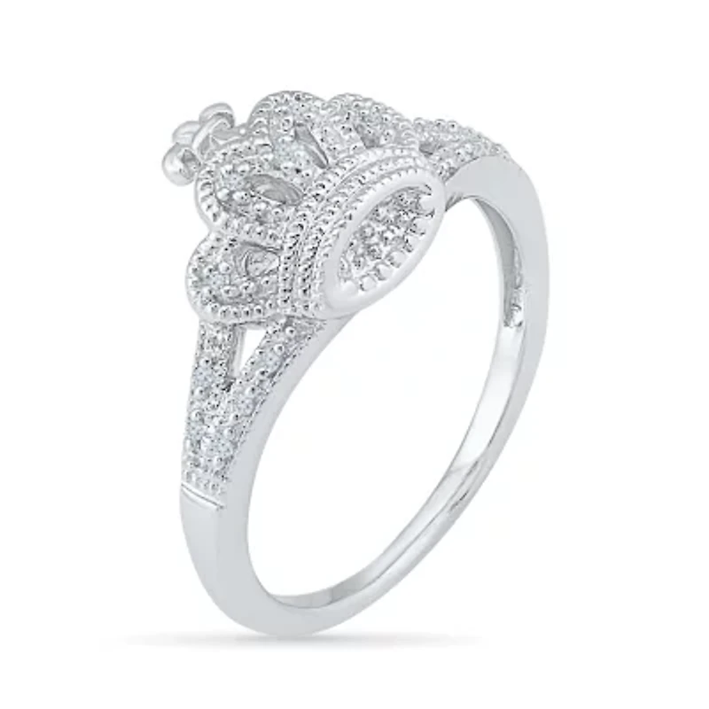 Womens Diamond Accent Natural White Sterling Silver Cocktail Ring