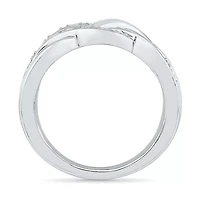 Womens Diamond Accent Natural White Sterling Silver Crossover Cocktail Ring