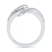 Womens 1/10 CT. T.W. Natural White Diamond Sterling Silver Crossover Cocktail Ring
