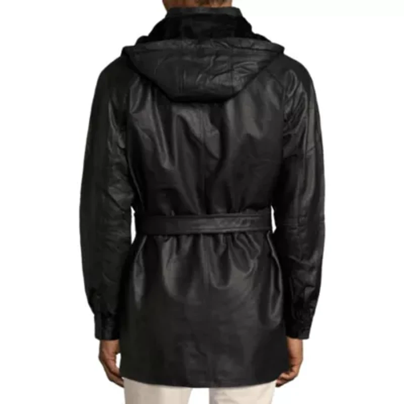 Vintage Leather Hooded Parka With Zip Out Lining