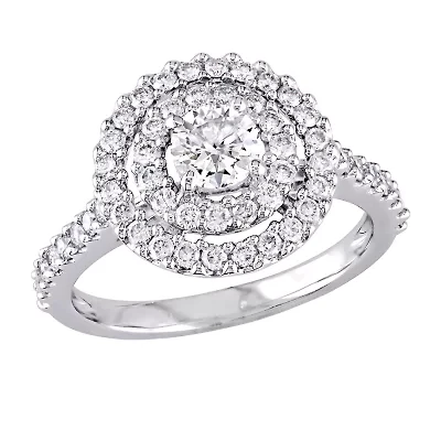 Womens 1 CT. T.W. Natural White Diamond 14K Gold Round Engagement Ring