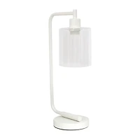 Simple Designs Industrial Iron Lantern Desk Lamp with Glass Shade