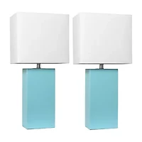 Elegant Designs 2 PK Modern Leather Table Lamps