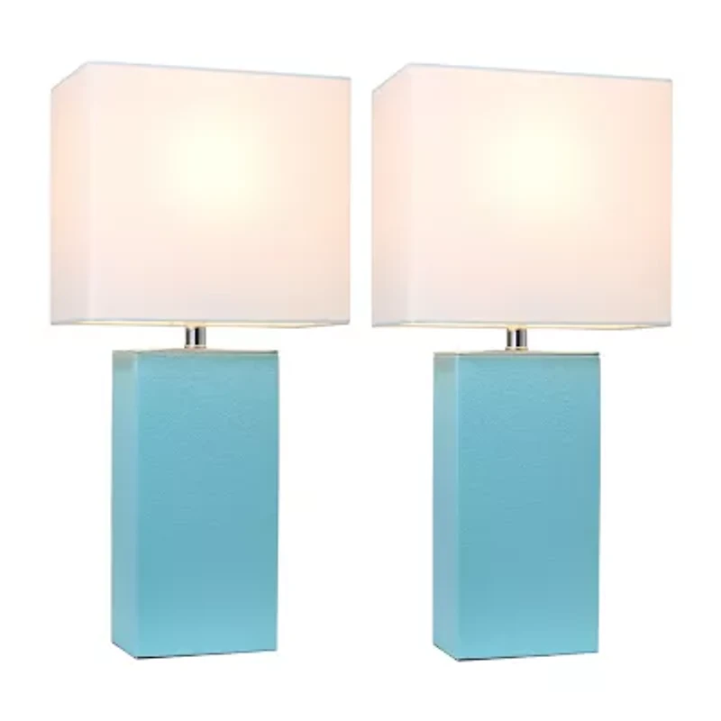 Elegant Designs 2 PK Modern Leather Table Lamps
