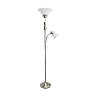 2 Light Floor Lamp with Marbled Glass Shades