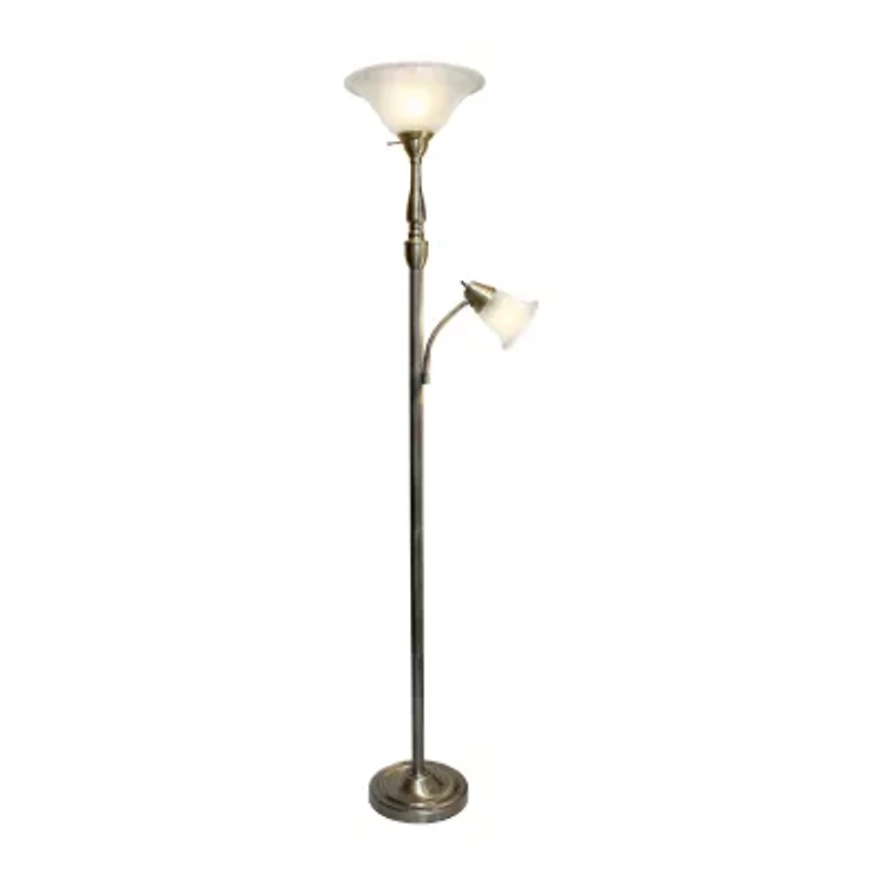 2 Light Floor Lamp with Marbled Glass Shades