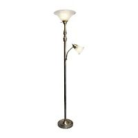2 Light Floor Lamp with Marbled Glass Shades