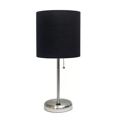 LimeLights Stick Lamp with USB charging port and Fabric Shade