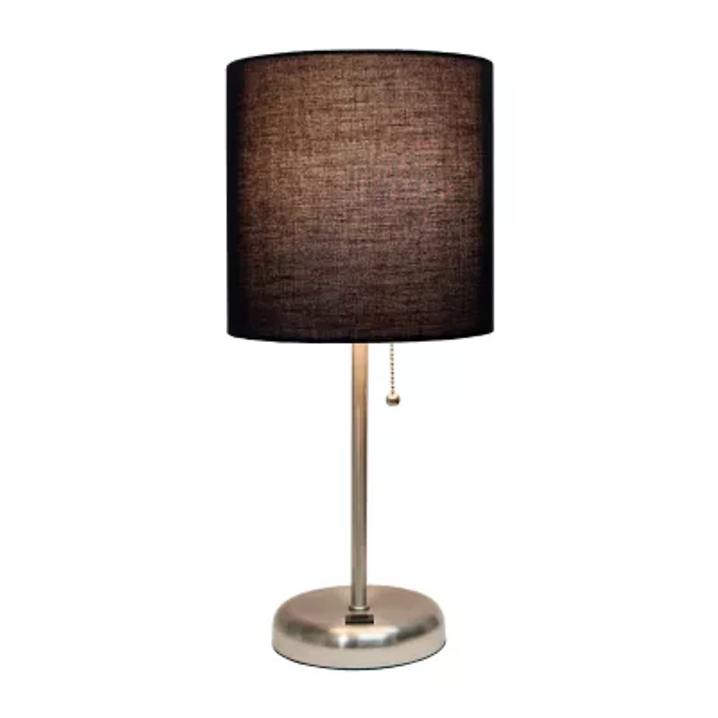 LimeLights Stick Lamp with USB charging port and Fabric Shade