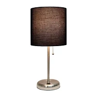 LimeLights Stick Lamp with USB charging port and Fabric Shade