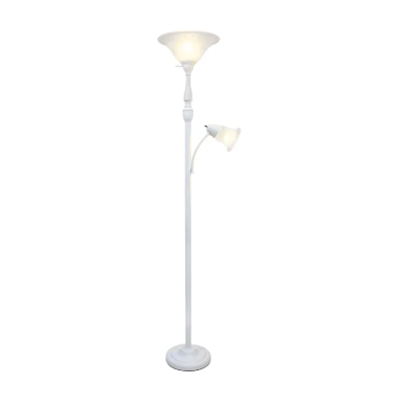 2 Light Floor Lamp with Marbled Glass Shades