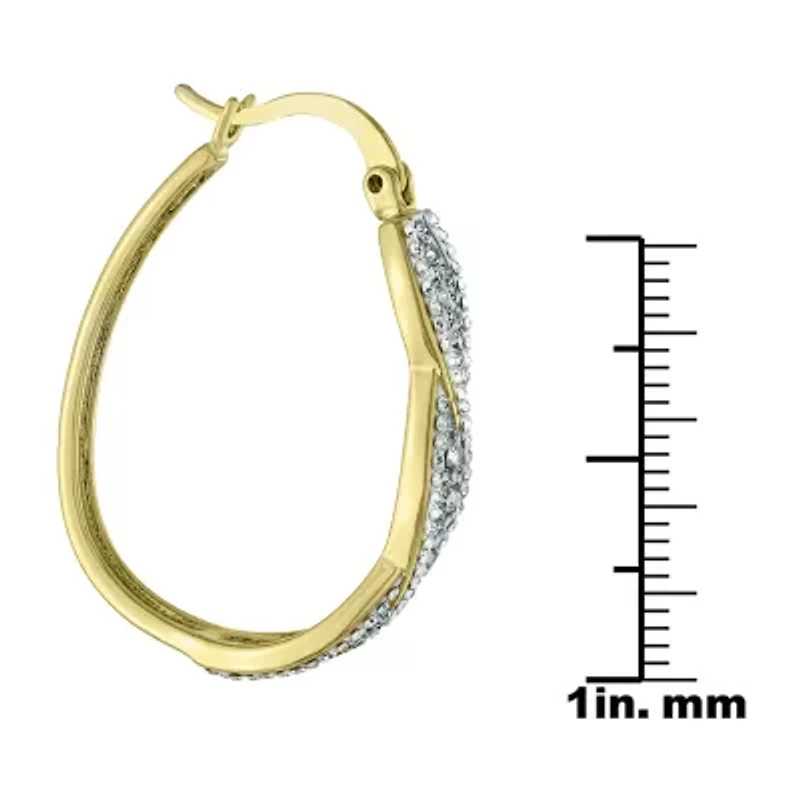 Sparkle Allure Womens Crystal 14K Gold Over Brass 33.7mm Oval Hoop Earrings
